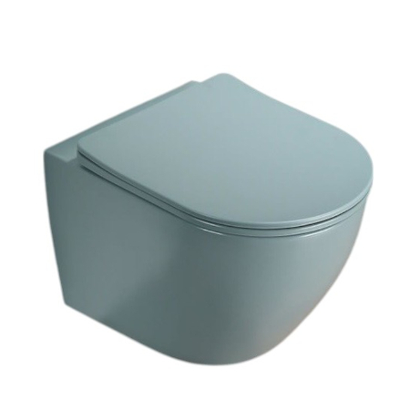 Galatea Design Bulat Miska WC wisząca bezrantowa z deską wolnoopadającą 49x37 cm Aqua green matt/aloe mat