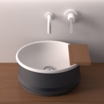 Agape Vieques Umywalka Stawiana na blat Ø43,5 cm biały/szary ACER0798PZG