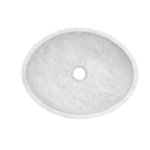 Alanad Kelud Umywalka kamienna owalna nablatowa 410x330 mm biały marmur KUN-001BI