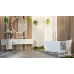 Alanad Manam Umywalka kamienna owalna nablatowa 590x390 mm szary marmur KUN-002SZ