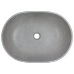 Alanad Pinatubo Umywalka kamienna owalna nablatowa 600x430 mm szary marmur KUN-003SZ