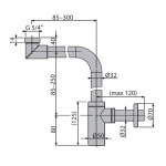 Alca PLAST Design Syfon umywalkowy metalowy małogabarytowy Ø32 chrom A403