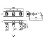 Alpi London Bateria umywalkowa podtynkowa 3-otworowa chrom LO89891CR