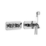 Alpi London Bateria wannowa podtynkowa termostatyczna z zestawem prysznicowym, wylewką i zaworem odcinającym chrom LO41L163VDCR