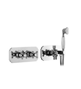 Alpi London Bateria wannowa podtynkowa termostatyczna z zestawem prysznicowym i zaworem odcinającym chrom LO41L167DCR