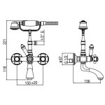 Alpi London Bateria wannowo-natryskowa natynkowa z zestawem prysznicowym chrom LO41600CR