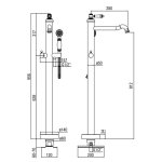  Alpi London Bateria wannowo-natryskowa wolnostojąca z zestawem prysznicowym chrom LO41804CR
