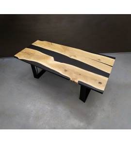 Ambivalent Stół z drewna dębowego i żywicy 3, 210x90 cm