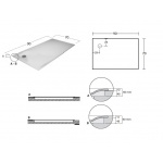 Antonio Lupi 00 Brodzik prostokątny 70x90 cm Prawy biały 00_ST1DX
