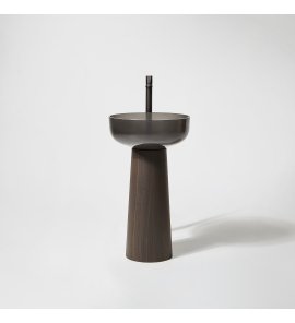      Antonio Lupi Albume10 Umywalka kolor Fume Ø48 cm + postument Albume30 kolor Rovere Thermo Albume10 Fume+Albume30/RT  W MAGAZYNIE
