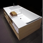 Antonio Lupi Biblio Wanna prostokątna z półkami lewa 170x90 cm biała BIBLIO54