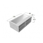 Antonio Lupi Biblio Wanna prostokątna z półkami lewa 170x90 cm biała BIBLIO54