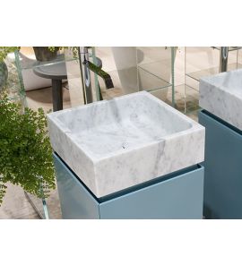 Antonio Lupi Blokko Umywalka Stawiana na blacie 45x45 cm Marmur Carrara BLOKKO