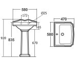 Aqualine Antik Umywalka 58x47 biały połysk AK102
