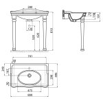 Aqualine Antik Umywalka 80x50 biały połysk AN080
