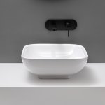 Axa Ciotola Umywalka stawiana na blat 40x40 cm i korkiem Click-clack z syfonem Biały połysk 1508001+AF0015+SI020