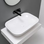 Axa Ciotola Umywalka stawiana na blat 70x46 cm i korkiem Click-clack z syfonem Biały połysk 1508301+AF0015+SI020