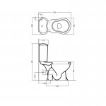 Axa Contea Miska stojąca 36x72 cm do kompaktu i zbiornik z deską WC Biały połysk 0601301+0605101+AA0601