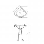 Axa Contea Umywalka narożna 60x48 cm z korkiem Click-clack i syfonem, mocowania Biały połysk 0603501+SI020+AF0015+FI003