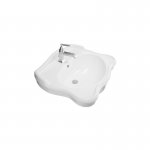 Axa Contea Umywalka ścienna 64x48 cm z korkiem Click-clack i postumentem Biały połysk 0603101+0604001+AF0015