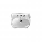 Axa Contea Umywalka ścienna 64x48 cm z korkiem Click-clack i postumentem Biały połysk 0603101+0604001+AF0015