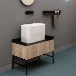 Axa COSA.H35 Umywalka stawiana na blat 30x50 cm z korkiem Click-clack Biały połysk 8660001+AF0015