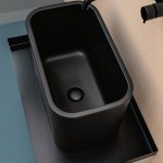 Axa COSA.H35 Umywalka stawiana na blat 30x50 cm z szafką i półką oraz korkiem Click-clack Czarny mat 8660007+MGC86740VM+AF001507