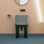 Axa COSA.H35 Umywalka stawiana na blat 30x50 cm i korkiem Click-clack z stojak pod umywalkę Grey Matt 8660009+SG8601415+AF001509