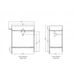Axa COSA Stelaż podumywalkowy z umywalką z korkiem Click-clack i szufladą Czarny mat/Grey Matt S863007+MSC115GM+8641001+AF0015