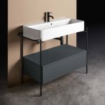 Axa COSA Stelaż podumywalkowy 110 cm z umywalką z korkiem Click-clack i szufladą Czarny mat/Grey Matt S8640007+MSC115GM+8640001+AF0015