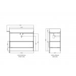Axa COSA Stelaż podumywalkowy 110 cm z umywalką z korkiem Click-clack i szufladą Czarny mat/Grey Matt S8640007+MSC115GM+8640001+AF0015