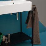 Axa COSA Stelaż podumywalkowy 140 cm z umywalką 2 komorową z 2 korkami Click-clack i półką Czarny mat/Biały Matt S865007+R8612007+8650001+AF0015