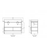 Axa COSA Stelaż podumywalkowy 140 cm z umywalką 2 komorową z 2 korkami Click-clack i półką Czarny mat/Biały Matt S865007+R8612007+8650001+AF0015