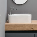 Axa COSA Umywalka stawiana na blat 25x48 cm z korkiem Click-clack Biały połysk 8610301+AF0015