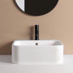 Axa COSA Umywalka stawiana na blat 48x48 cm z korkiem Click-clack Biały połysk 8610201+AF0015