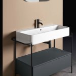 Axa COSA Umywalka stawiana na blat 45x100 cm z korkiem Click-clack Biały połysk 8640001+AF0015