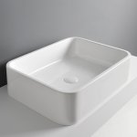 Axa COSA Umywalka stawiana na blat 45x60 cm z korkiem Click-clack Biały połysk 8621001+AF0015