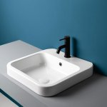 Axa COSA Umywalka wpuszczana w blat 48x48 cm z korkiem Click-clack Biały połysk 8610001+AF0015