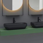 Axa DECUS Umywalka stawiana na blat 35x60 cm z korkiem Click-clack Czarny mat 8530007+AF001507