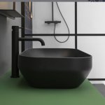 Axa DECUS Umywalka stawiana na blat 35x60 cm z korkiem Click-clack Czarny mat 8530007+AF001507