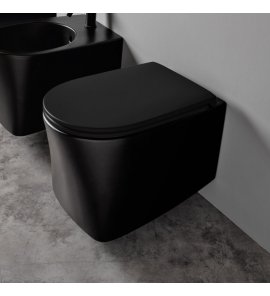 Axa DP Miska ścienna 36x50,5 cm z deską WC wolnoopadającą Czarny mat 8401007+AF8407
