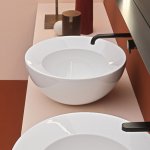 Axa DP Umywalka stawiana na blat ∅ 48 cm z korkiem Click-clack Biały połysk 8320001+AF0015