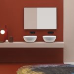 Axa DP Umywalka stawiana na blat ∅ 48 cm z korkiem Click-clack Biały połysk 8320001+AF0015