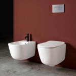 Axa EVA Miska ścienna 55x36 cm z deską WC wolnoopadającą Biały połysk 8801401+AF8801