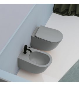 Axa EVA Miska ścienna 55x36 cm z deską WC wolnoopadającą Grey Matt 8801409+AF8809