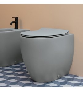 Axa Glomp Miska stojąca 36,5x51 cm i deska WC wolnoopadająca Grey Matt 0201409+319109