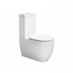 Axa Glomp Miska stojąca 36,5x66 cm do kompaktu i zbiornik z deską WC wolnoopadającą Biały połysk 0201301+0205101+319101