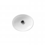 Axa H10 Umywalka stawiana na blat lub podblatowa 40x32 cm i korkiem Click-clack z syfonem Biały połysk 8208001+AF0015+SI020