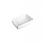 Axa H10 Umywalka stawiana na blat lub podblatowa 40x32 cm i korkiem Click-clack z syfonem Biały połysk 8108001+AF0015+SI020