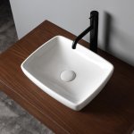 Axa H10 Umywalka stawiana na blat lub podblatowa 40x32 cm i korkiem Click-clack z syfonem Biały połysk 8108001+AF0015+SI020